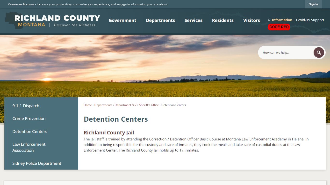 Detention Centers | Richland County, MT - Official Website