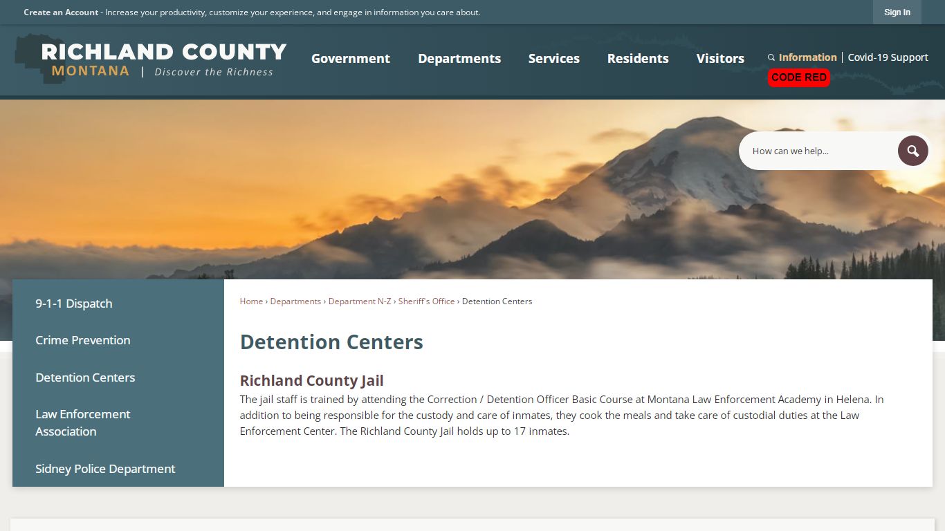 Detention Centers | Richland County, MT - Official Website